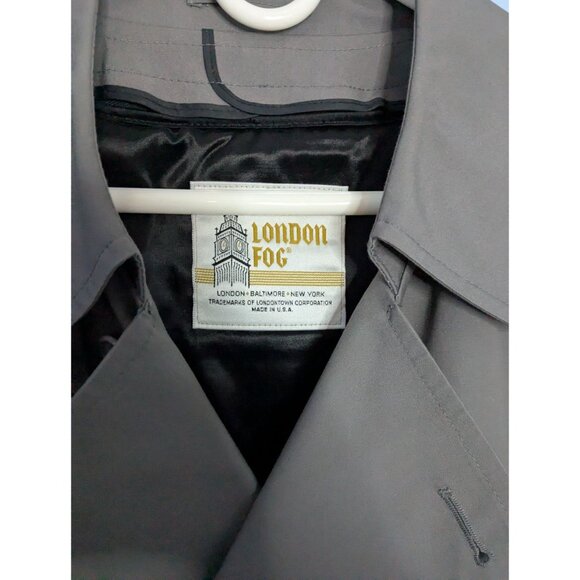 London Fog Men's Grey Trench Coat 46 Reg Lined double breasted - Picture 14 of 16